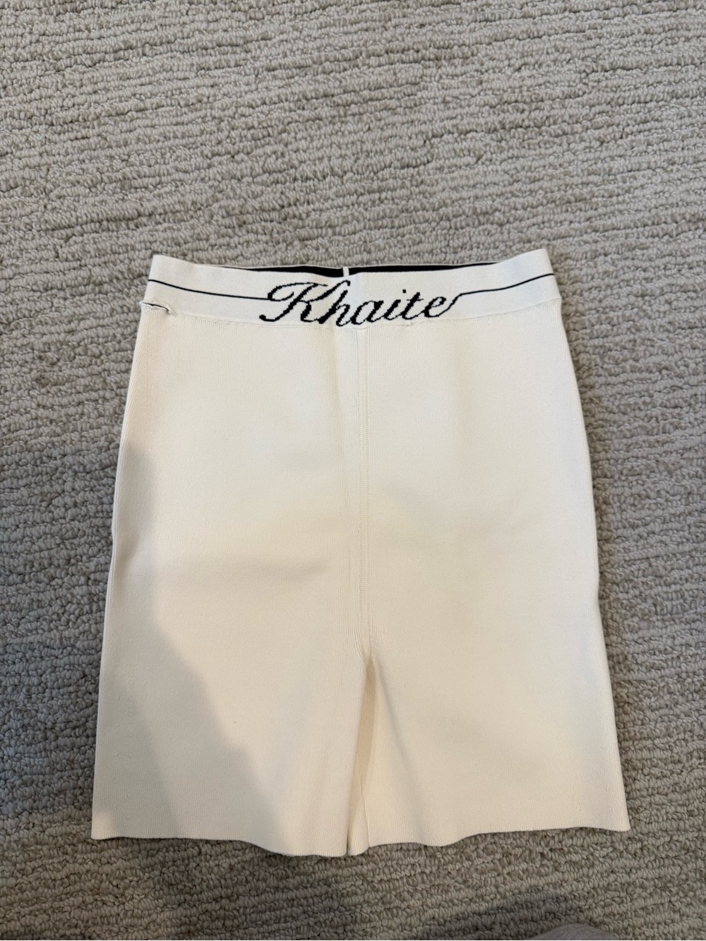 KHAITE Cream Knit Shorts with Branded Waistband